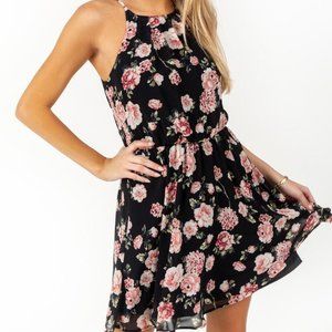 NWT Francesca's Blue Rain Flawless Floral Sheer Chiffon Sleeveless Halter XXS